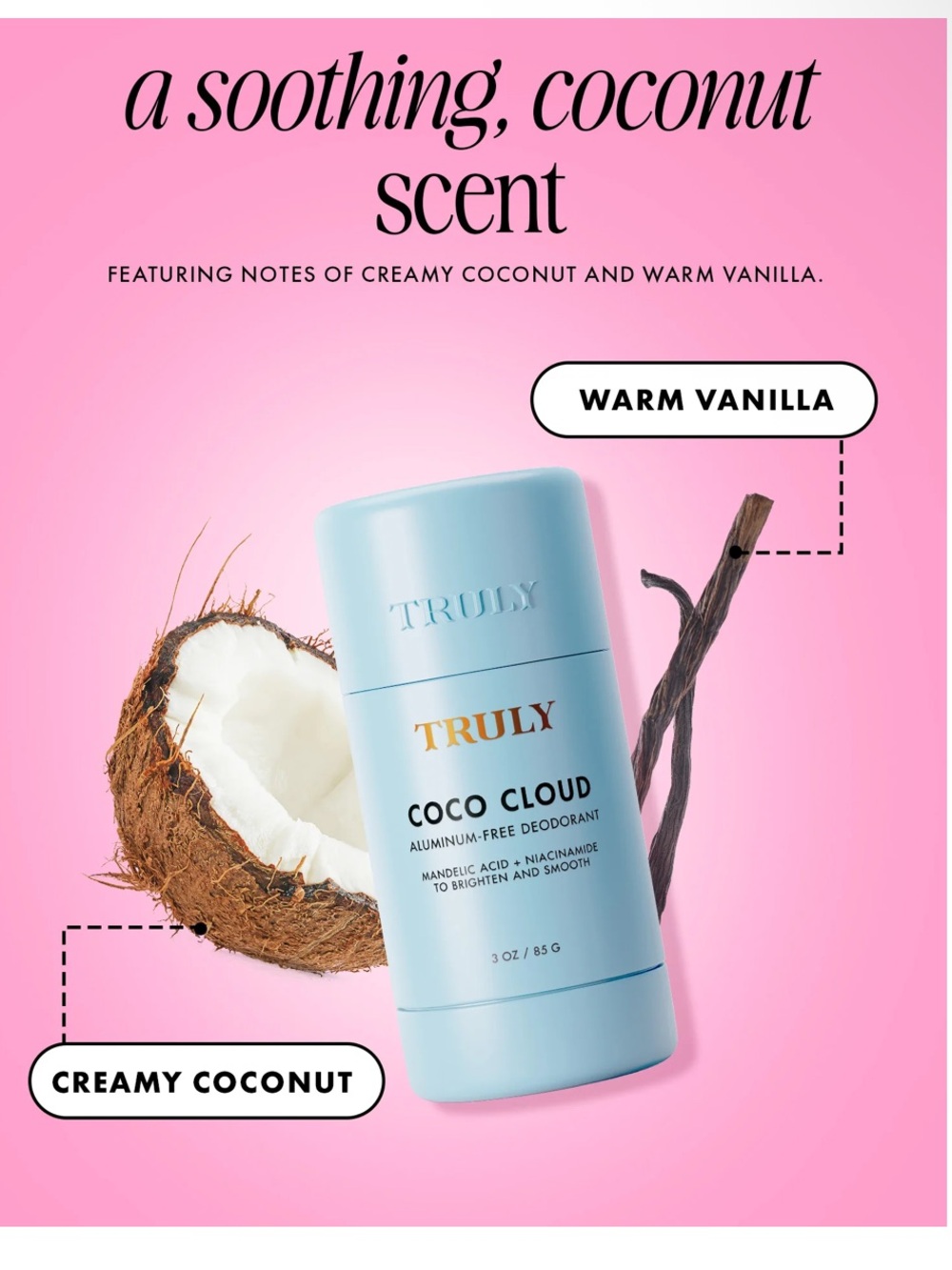 TRULY Coco Cloud Deodorant Stick - NWOT
